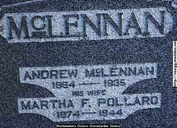 Photo of headstones/Andrew McLennan 1864-1935 hdstn Hilly Grove cem ON